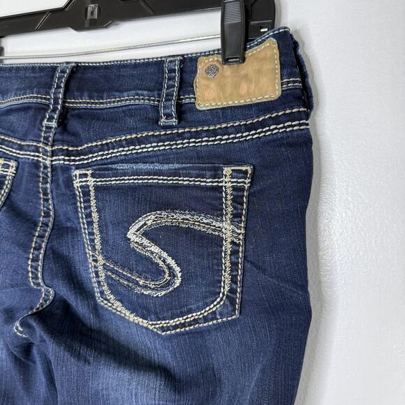 Silver Jeans Suki Mid Skinny Womens 30 x 31 Dark Wash Denim Contrast Stitch - Picture 5 of 6